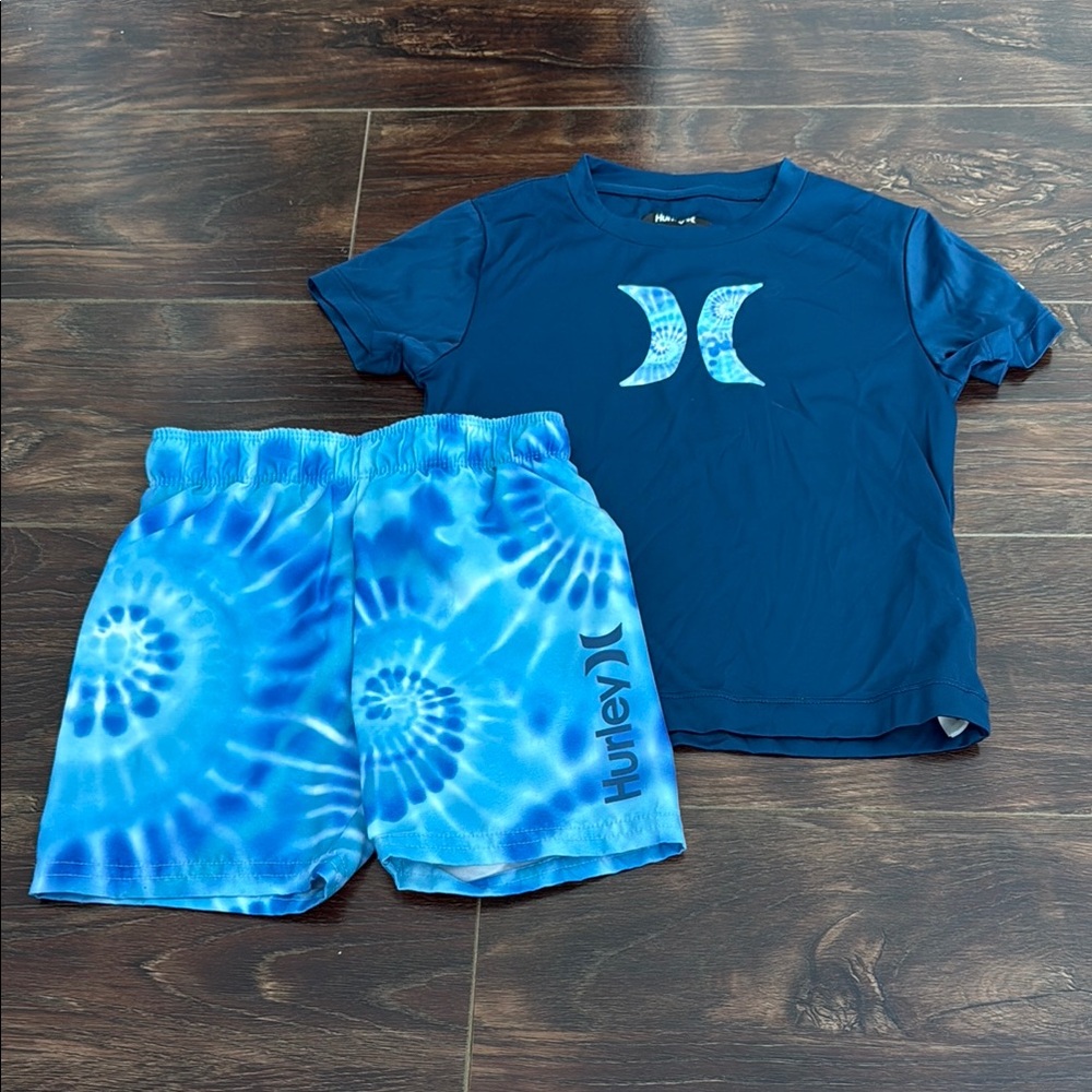 Hurley Blue Tie-Dye Shirt and Shorts Set